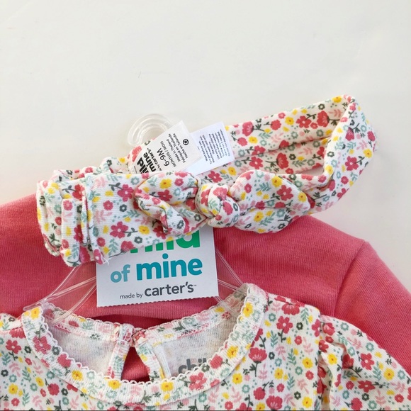 CARTER’S 6-9 Floral Romper Cardigan Headband Set - Picture 4 of 15
